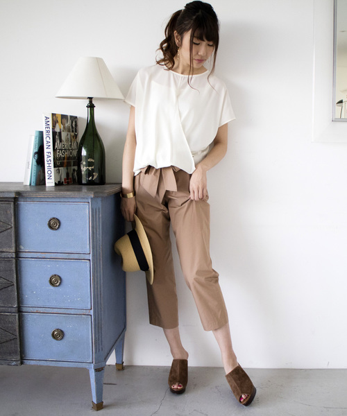 N.（N. Natural Beauty Basic）（エヌエヌナチュラルビューティーベーシック）の「カシュクールドレープブラウス（シャツ/ブラウス・レディース・ホワイト/ピンク・MEDIUM）」の11枚目の写真