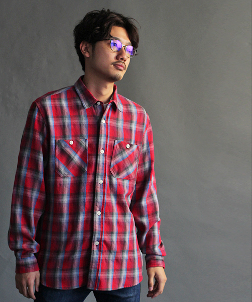 schott（ショット）の「Schott/ショット/PLAID LONG SLEEVE SHIRT BELL RANCH/チェックシャツ ベル　ランチ						（シャツ/ブラウス・メンズ・レッド/ブラック・SMALL/LARGE/X-LARGE/MEDIUM）」の2枚目の写真