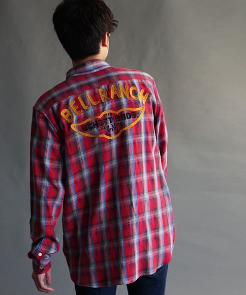 schott（ショット）の「Schott/ショット/PLAID LONG SLEEVE SHIRT BELL RANCH/チェックシャツ ベル　ランチ						（シャツ/ブラウス・メンズ・レッド/ブラック・SMALL/LARGE/X-LARGE/MEDIUM）」の5枚目の写真