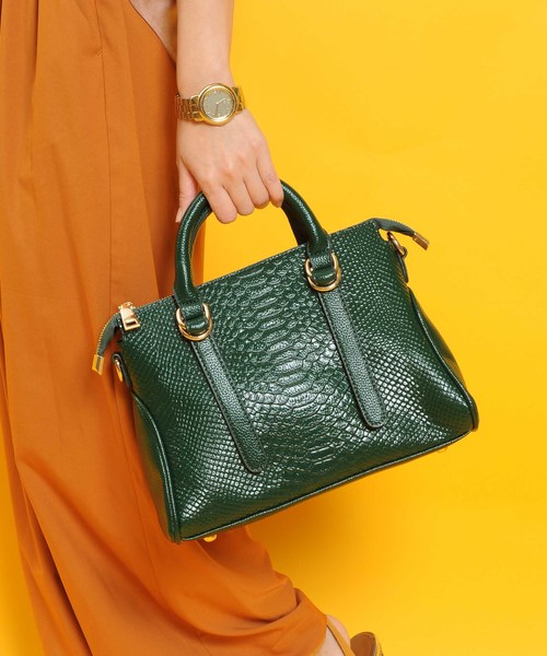 PLAIN CLOTHING（プレーンクロージング）の「型押しハンドバッグ【PLAIN CLOTHING】（ハンドバッグ・レディース・ブラック/ベージュ/グレー/グリーン/レッド・FREE）」の8枚目の写真