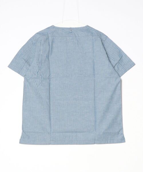 HOUSTON(ヒューストン)の「HOUSTON/ ストライプクルーネックシャツTEE(Tシャツ/カットソー・メンズ・ナチュラル/ブルー・MEDIUM/LARGE/X-LARGE)」の3枚目の写真