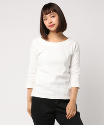 AMERICAN HOLIC | 針抜きリブ七分袖ボートネックプルオーバー(Tシャツ/カットソー)