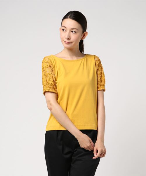 laboratory work（ラボラトリーワーク）の「袖３Dコードレースプルオーバー（Tシャツ/カットソー・レディース・ホワイト/イエロー/ブラック・MEDIUM）」の9枚目の写真