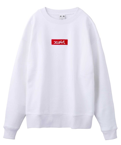 X-girl(エックスガール)の「BOX LOGO CREW SWEAT(スウェット)」|ホワイト
