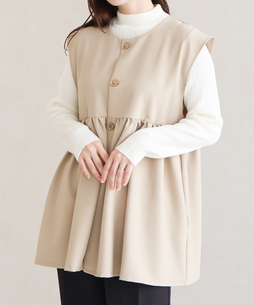 Social GIRL（ソーシャルガール）の「ハイネックモックネックリブニット（ニット/セーター・レディース・ブラック/パープル/グレー/オフホワイト/ブルー/グリーン/マスタード/ベージュ/ブラウン/ピンク/ライトパープル/サックスブルー/ミント/テラコッタ/イエロー/グレイッシュベージュ/ピンクベージュ・M/L）」の2枚目の写真