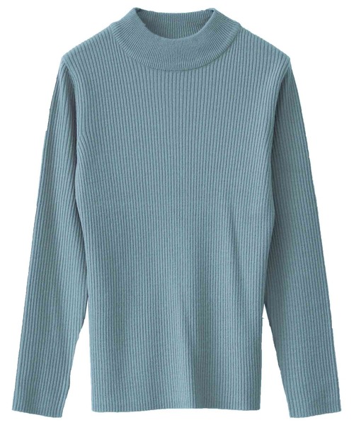 Social GIRL（ソーシャルガール）の「ハイネックモックネックリブニット（ニット/セーター・レディース・ブラック/パープル/グレー/オフホワイト/ブルー/グリーン/マスタード/ベージュ/ブラウン/ピンク/ライトパープル/サックスブルー/ミント/テラコッタ/イエロー/グレイッシュベージュ/ピンクベージュ・M/L）」の10枚目の写真