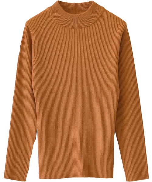 Social GIRL（ソーシャルガール）の「ハイネックモックネックリブニット（ニット/セーター・レディース・ブラック/パープル/グレー/オフホワイト/ブルー/グリーン/マスタード/ベージュ/ブラウン/ピンク/ライトパープル/サックスブルー/ミント/テラコッタ/イエロー/グレイッシュベージュ/ピンクベージュ・M/L）」の5枚目の写真