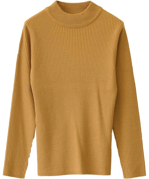 Social GIRL（ソーシャルガール）の「ハイネックモックネックリブニット（ニット/セーター・レディース・ブラック/パープル/グレー/オフホワイト/ブルー/グリーン/マスタード/ベージュ/ブラウン/ピンク/ライトパープル/サックスブルー/ミント/テラコッタ/イエロー/グレイッシュベージュ/ピンクベージュ・M/L）」の15枚目の写真