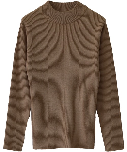 Social GIRL（ソーシャルガール）の「ハイネックモックネックリブニット（ニット/セーター・レディース・ブラック/パープル/グレー/オフホワイト/ブルー/グリーン/マスタード/ベージュ/ブラウン/ピンク/ライトパープル/サックスブルー/ミント/テラコッタ/イエロー/グレイッシュベージュ/ピンクベージュ・M/L）」の18枚目の写真