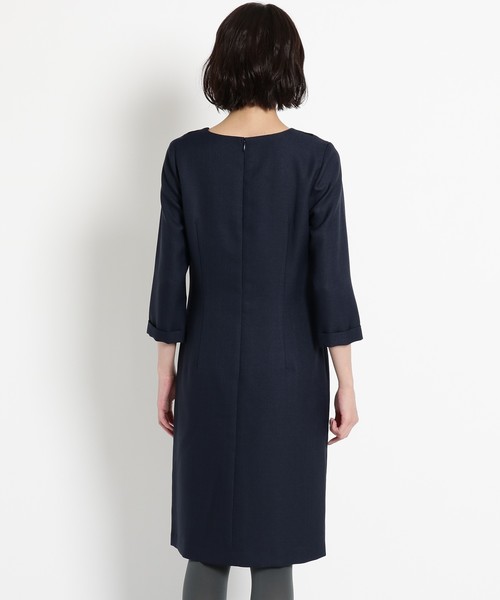 Sunauna(スーナウーナ)の「【洗える】ダマスク柄フロッキーワンピース(ワンピース・レディース・ベージュ/ネイビー・36/38/40/34)」の6枚目の写真