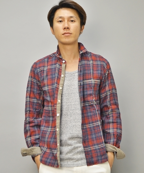 SHIPS JET BLUE（シップスジェットブルー）の「JB: タイニーカラー/ワイヤーシャツ■（シャツ/ブラウス・メンズ・ベージュ/ネイビー/オレンジ・SMALL/MEDIUM/LARGE）」の3枚目の写真