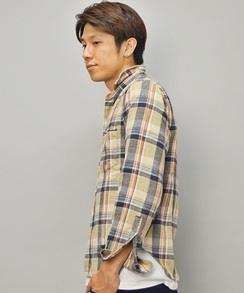 SHIPS JET BLUE（シップスジェットブルー）の「JB: タイニーカラー/ワイヤーシャツ■（シャツ/ブラウス・メンズ・ベージュ/ネイビー/オレンジ・SMALL/MEDIUM/LARGE）」の4枚目の写真