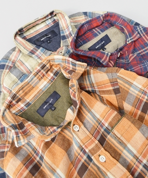 SHIPS JET BLUE（シップスジェットブルー）の「JB: タイニーカラー/ワイヤーシャツ■（シャツ/ブラウス・メンズ・ベージュ/ネイビー/オレンジ・SMALL/MEDIUM/LARGE）」の6枚目の写真