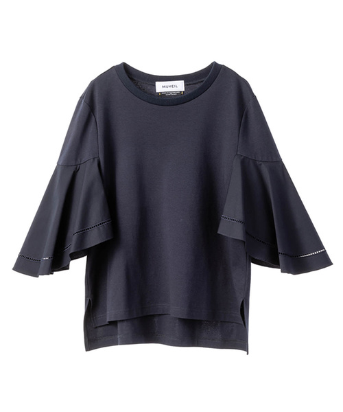 MUVEIL(ミュベール)の「【MUVEIL】袖フリルプルオーバー(シャツ/ブラウス・レディース・ホワイト/ネイビー/カーキ・38/36)」の1枚目の写真