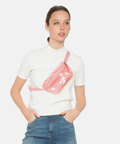 EASTPAK(イーストパック )の「SPRINGER TRANSPARENT ミニショルダー/ウエストバッグ(ボディバッグ/ウエストポーチ)」|ピンク