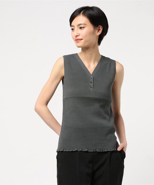Marilyn Moon（マリリンムーン）の「コットンサーマルリブトップ/MARILYN MOON（Tシャツ/カットソー・レディース・アイボリー/グリーン系その他/ライラック/スミクロ・MEDIUM）」の7枚目の写真