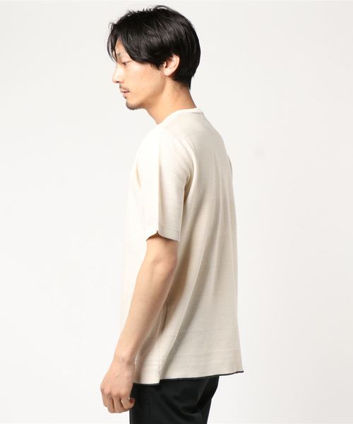 CRAFT STANDARD BOUTIQUE(クラフトスタンダードブティック)の「ボーダー風切替ニットプルオーバー○(ニット/セーター・メンズ・ネイビー/アイボリー/グレー系その他・M/LL/L)」の4枚目の写真