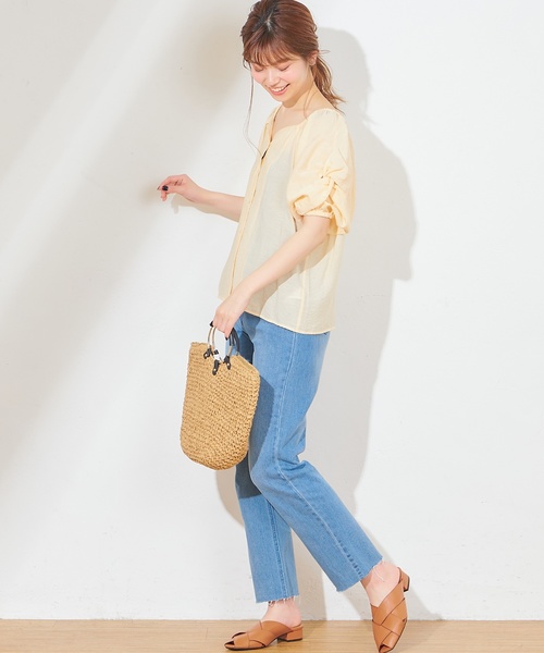 natural couture（ナチュラルクチュール）の「ハートネックボリューム袖ブラウス（シャツ/ブラウス・レディース・ベージュ/アイボリー/ドット/レンガ・FREE）」の5枚目の写真