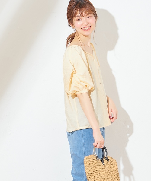 natural couture（ナチュラルクチュール）の「ハートネックボリューム袖ブラウス（シャツ/ブラウス・レディース・ベージュ/アイボリー/ドット/レンガ・FREE）」の7枚目の写真