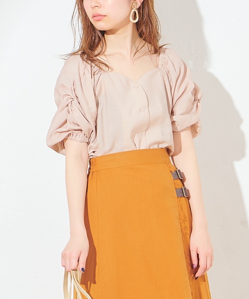 natural couture（ナチュラルクチュール）の「ハートネックボリューム袖ブラウス（シャツ/ブラウス・レディース・ベージュ/アイボリー/ドット/レンガ・FREE）」の10枚目の写真