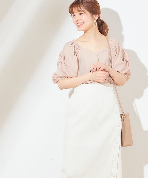 natural couture（ナチュラルクチュール）の「ハートネックボリューム袖ブラウス（シャツ/ブラウス・レディース・ベージュ/アイボリー/ドット/レンガ・FREE）」の12枚目の写真