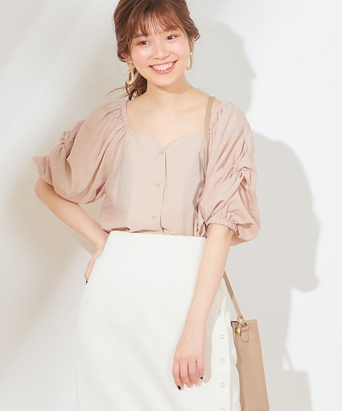 natural couture（ナチュラルクチュール）の「ハートネックボリューム袖ブラウス（シャツ/ブラウス・レディース・ベージュ/アイボリー/ドット/レンガ・FREE）」の13枚目の写真