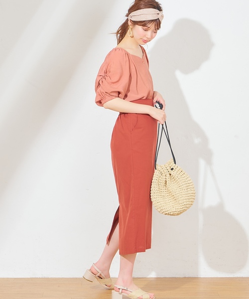 natural couture（ナチュラルクチュール）の「ハートネックボリューム袖ブラウス（シャツ/ブラウス・レディース・ベージュ/アイボリー/ドット/レンガ・FREE）」の14枚目の写真