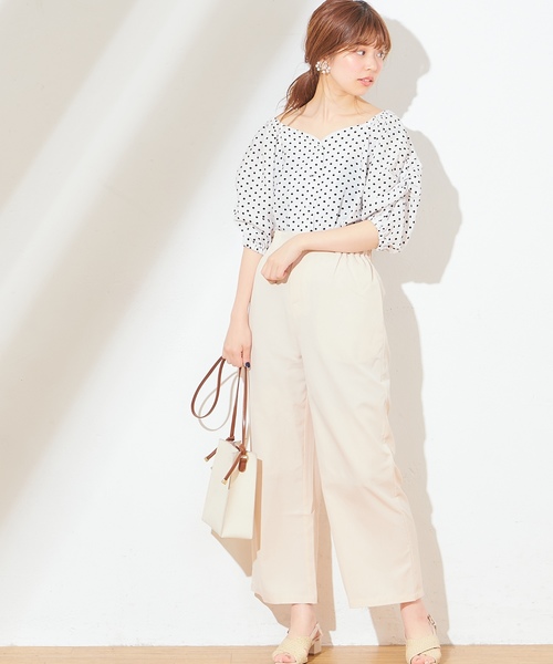 natural couture（ナチュラルクチュール）の「ハートネックボリューム袖ブラウス（シャツ/ブラウス・レディース・ベージュ/アイボリー/ドット/レンガ・FREE）」の17枚目の写真