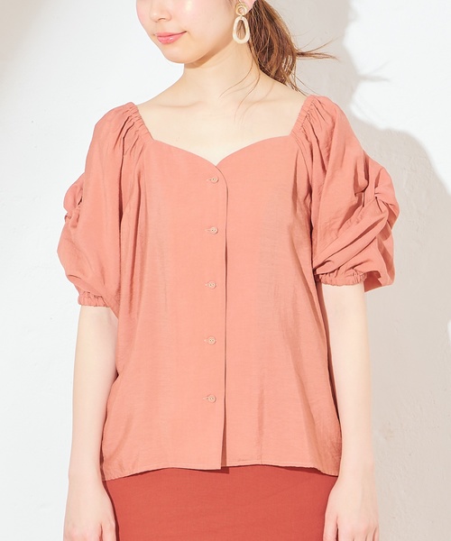 natural couture（ナチュラルクチュール）の「ハートネックボリューム袖ブラウス（シャツ/ブラウス・レディース・ベージュ/アイボリー/ドット/レンガ・FREE）」の20枚目の写真