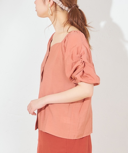 natural couture（ナチュラルクチュール）の「ハートネックボリューム袖ブラウス（シャツ/ブラウス・レディース・ベージュ/アイボリー/ドット/レンガ・FREE）」の21枚目の写真