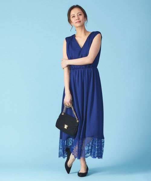 裾レースギャザーワンピース