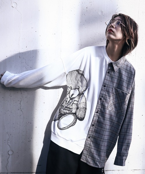 rovtski(ロフトスキー)の「JERZY CHECK MIX MIX CREW & SHIRT/ジャージー チェックミックス クルーネックシャツ(シャツ/ブラウス・メンズ・ホワイト×ブラック/ホワイト系その他/ホワイト×イエロー/ブラック系その他/ブラック系その他2・FREE)」の3枚目の写真