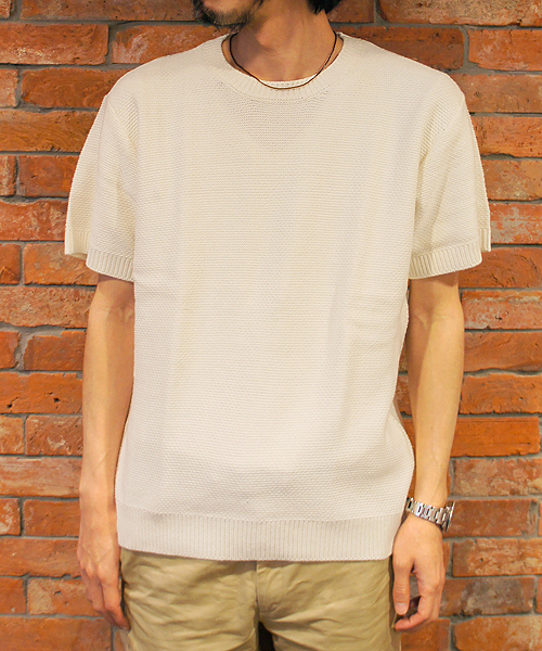 CIAOPANIC（チャオパニック）の「【Ciaopanic】バスケット鹿子編みC/N半袖（ニット/セーター・メンズ・ロイヤルブルー/オフホワイト/グレー・SMALL/LARGE/MEDIUM）」の13枚目の写真