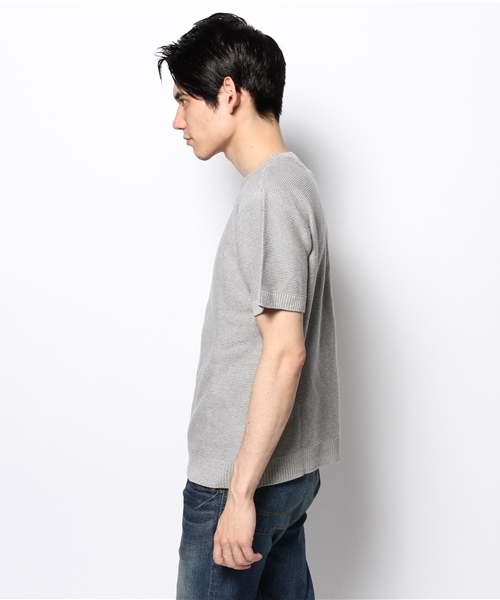 CIAOPANIC（チャオパニック）の「【Ciaopanic】バスケット鹿子編みC/N半袖（ニット/セーター・メンズ・ロイヤルブルー/オフホワイト/グレー・SMALL/LARGE/MEDIUM）」の5枚目の写真