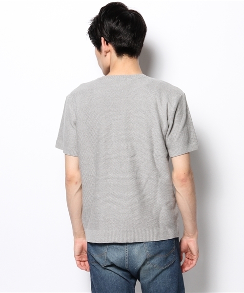 CIAOPANIC（チャオパニック）の「【Ciaopanic】バスケット鹿子編みC/N半袖（ニット/セーター・メンズ・ロイヤルブルー/オフホワイト/グレー・SMALL/LARGE/MEDIUM）」の6枚目の写真