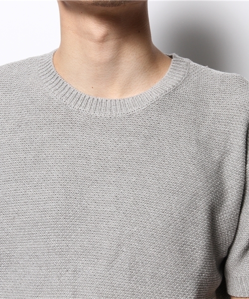 CIAOPANIC（チャオパニック）の「【Ciaopanic】バスケット鹿子編みC/N半袖（ニット/セーター・メンズ・ロイヤルブルー/オフホワイト/グレー・SMALL/LARGE/MEDIUM）」の7枚目の写真