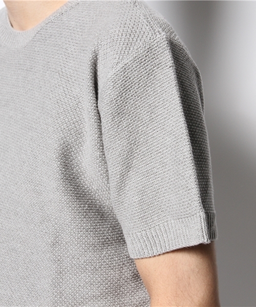 CIAOPANIC（チャオパニック）の「【Ciaopanic】バスケット鹿子編みC/N半袖（ニット/セーター・メンズ・ロイヤルブルー/オフホワイト/グレー・SMALL/LARGE/MEDIUM）」の8枚目の写真