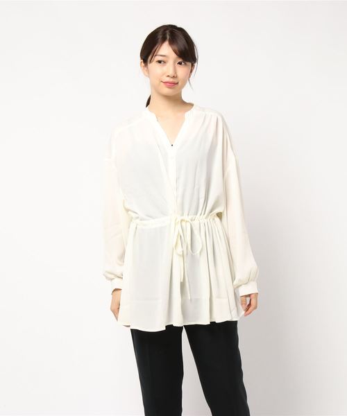 GeeRA(ジーラ)の「ウエストギャザーシャツチュニック(チュニック・レディース・モカ/ブラック/オフホワイト・SMALL/MEDIUM/LARGE/X-LARGE)」の13枚目の写真