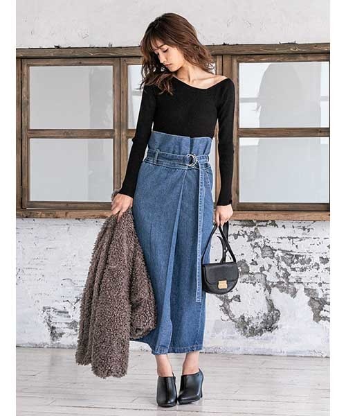 fifth（フィフス）の「ハイウエストベルトデニムスカート（スカート