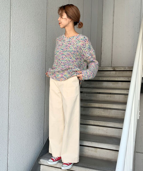 ニット セーター モヘヤビンテージ Vネックプルオーバー レディース fredy repit（フレディレピ）の「カラーネップモヘヤVネック