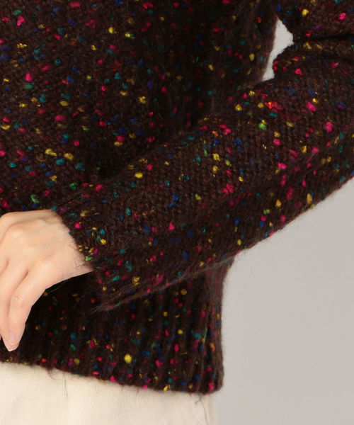 fredy repit（フレディレピ）の「カラーネップモヘヤＶネックプルオーバーニット（ニット/セーター・レディース・オフホワイト/ダークブラウン/イエロー・38）」の8枚目の写真