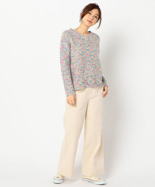 fredy repit（フレディレピ）の「カラーネップモヘヤＶネックプルオーバーニット（ニット/セーター・レディース・オフホワイト/ダークブラウン/イエロー・38）」の11枚目の写真