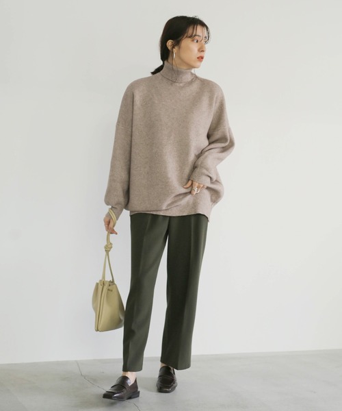 select MOCA(セレクトモカ)の「ドロップショルダーハイゲージタートルニット/肉厚ハイネックリブスリーブニット(ニット/セーター・レディース・ブラウン/ベージュ/チャコールグレー・FREE)」の11枚目の写真