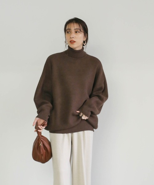 select MOCA(セレクトモカ)の「ドロップショルダーハイゲージタートルニット/肉厚ハイネックリブスリーブニット(ニット/セーター・レディース・ブラウン/ベージュ/チャコールグレー・FREE)」の19枚目の写真