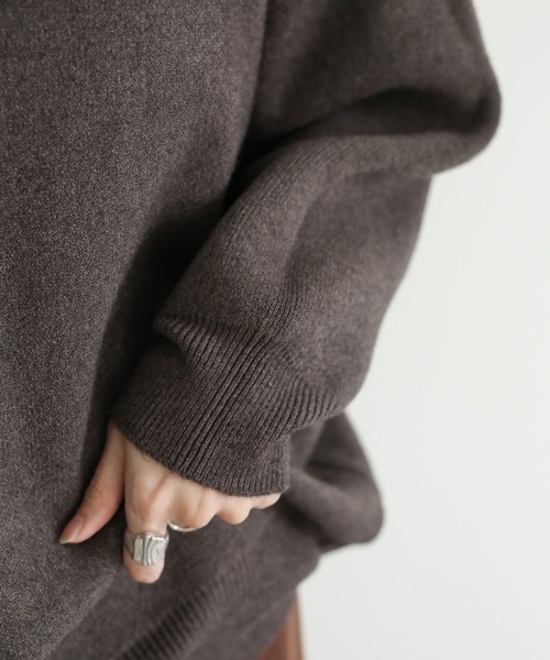 select MOCA(セレクトモカ)の「ドロップショルダーハイゲージタートルニット/肉厚ハイネックリブスリーブニット(ニット/セーター・レディース・ブラウン/ベージュ/チャコールグレー・FREE)」の16枚目の写真