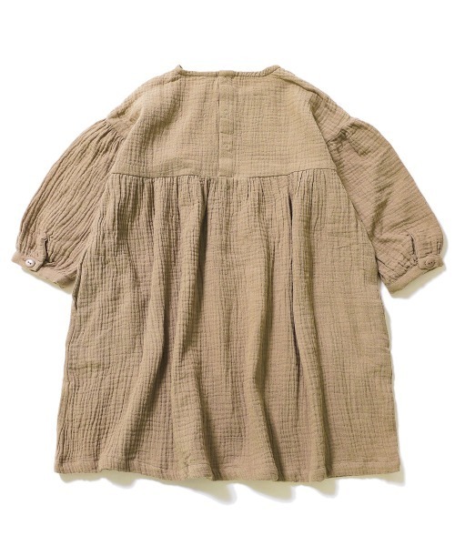 devirock(デビロック)の「ダブルガーゼ長袖ワンピース(ワンピース・キッズ・ダークベージュ/パープル系その他/モカ/スミクロ/ブルーグレー/レッド系その他・110cm/140cm/130cm/120cm/100cm/160cm/150cm)」の12枚目の写真