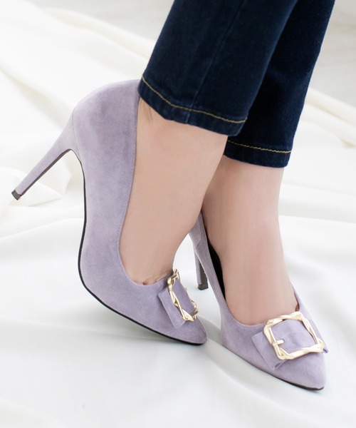 Julia Boutique（ジュリアブティック）の「バックル付きスエードヒールパンプス/550117（パンプス・レディース・ブラック/ピンク/ブルー/アイボリー/ベージュ/ブラック系その他/ラベンダー/ホワイト系その他・LL/3L/S/M/L/5L/4L）」の7枚目の写真