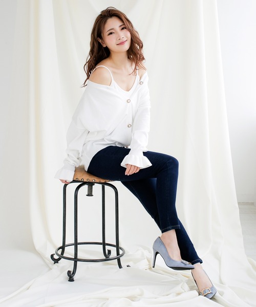 Julia Boutique（ジュリアブティック）の「バックル付きスエードヒールパンプス/550117（パンプス・レディース・ブラック/ピンク/ブルー/アイボリー/ベージュ/ブラック系その他/ラベンダー/ホワイト系その他・LL/3L/S/M/L/5L/4L）」の10枚目の写真