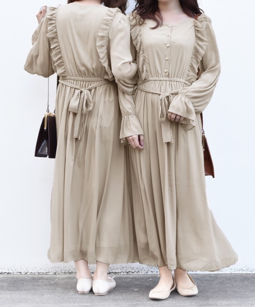 PairPair（ペアペア）の「リボン付フリルワンピース（ワンピース・レディース・ベージュ/ブラック・FREE）」の15枚目の写真