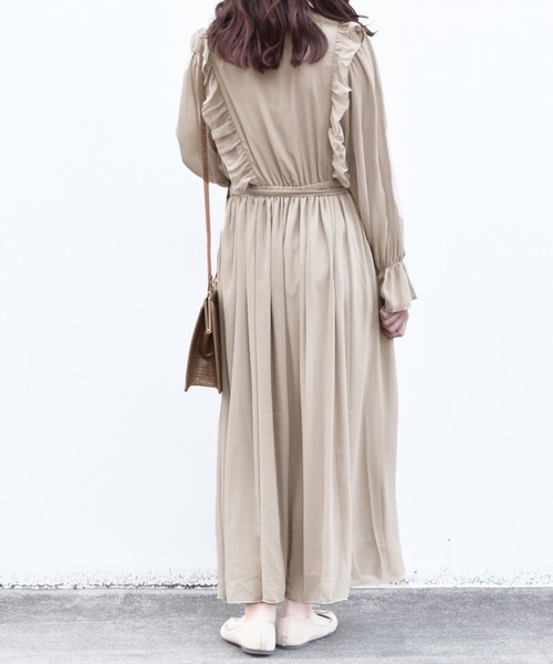 PairPair（ペアペア）の「リボン付フリルワンピース（ワンピース・レディース・ベージュ/ブラック・FREE）」の9枚目の写真